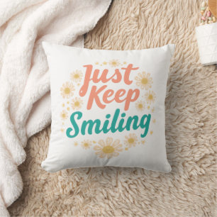 Cojín Decorativo "Sigue Sonriendo" con Margaritas Alegres