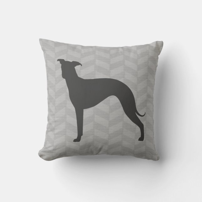 Cojín Decorativo Sihouette Iggy Dog Herringbone, italiano (Anverso)