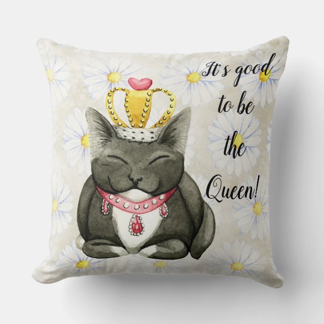 Cojín decorativo silencioso de Reina Kitty Cat (Anverso)