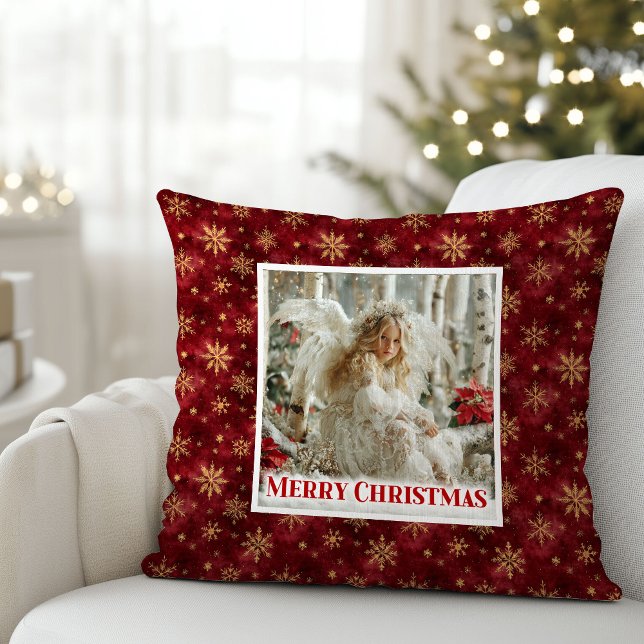 Cojín Decorativo Silent Angel Red Gold Christmas Gift Pillow (Silent Angel Red Gold Christmas Gift Pillow)