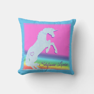 Cojín Decorativo Silhouette Blue Unicorn (arco iris/personalización