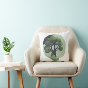 Cojín Decorativo Silhouette de bosque encantado - Arte de árbol tra