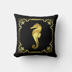 Cojín Decorativo Silhouette de caballito de mar nautico/cuadrado do