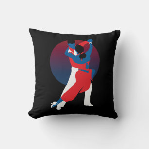 Cojín Decorativo Silhouette de danza roja y azul - bailarinas de ta