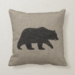 Cojín Decorativo Silhouette de oso pardo estilo burlap