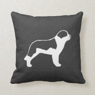 Cojín Decorativo Silhouette de perro San Bernardo gris y blanco