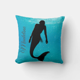 Cojín Decorativo Silhouette de Sirena Océano Azul Verano moderno