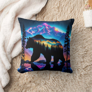 Cojín Decorativo Silhouette de un oso que muestra el paisaje natura