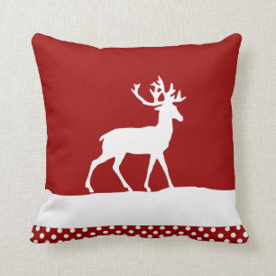 Cojín Decorativo Silhouette Deer - Rojo y Blanco