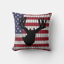Cojín Decorativo Silhouette Deer sobre la caza de la bandera estado