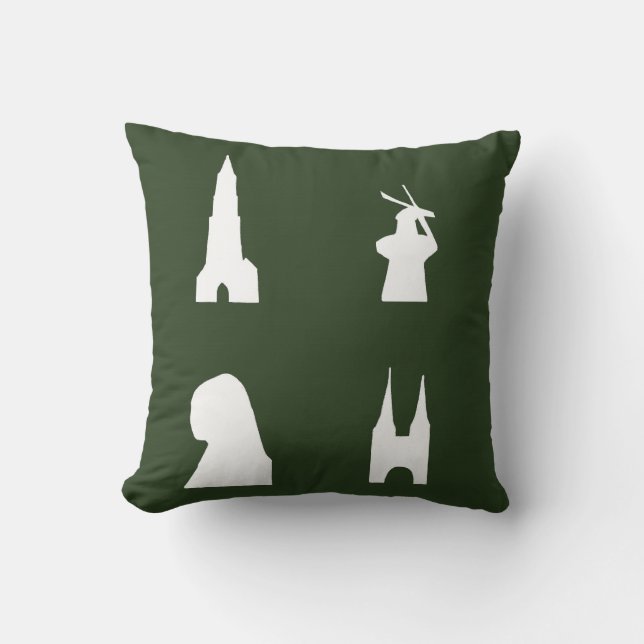 Cojín Decorativo Silhouette Delft sobre verde (Anverso)