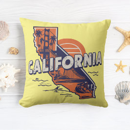 Cojín Decorativo Silhouette Estatal Retro de California