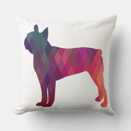 Cojín Decorativo Silhouette geométrica colorida de Boston Terrier