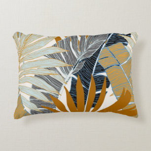 Cojín Decorativo Silhouette Golden Tropical Leaves
