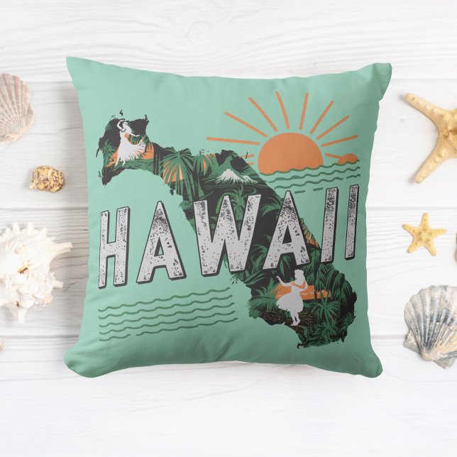Cojín Decorativo Silhouette Hawaii de estilo retro (Subido por el creador)