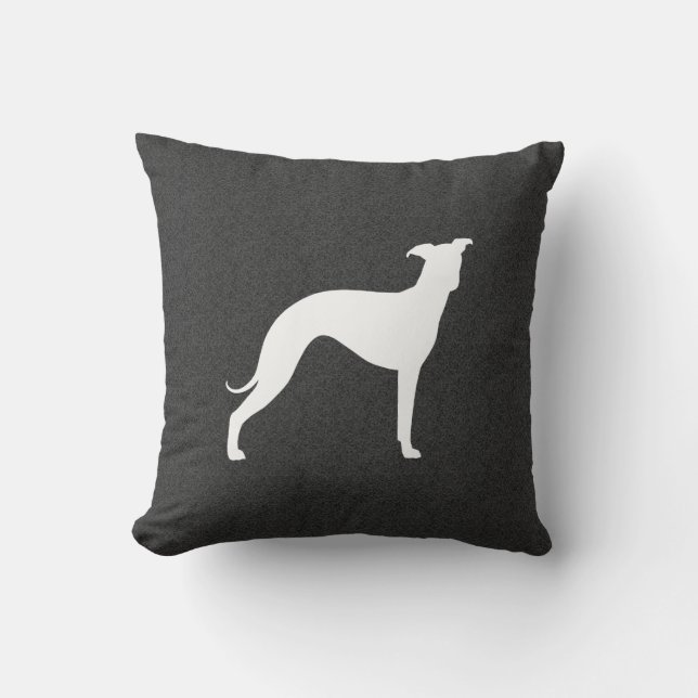 Cojín Decorativo Silhouette Iggy Perro gris blanco italiano (Anverso)