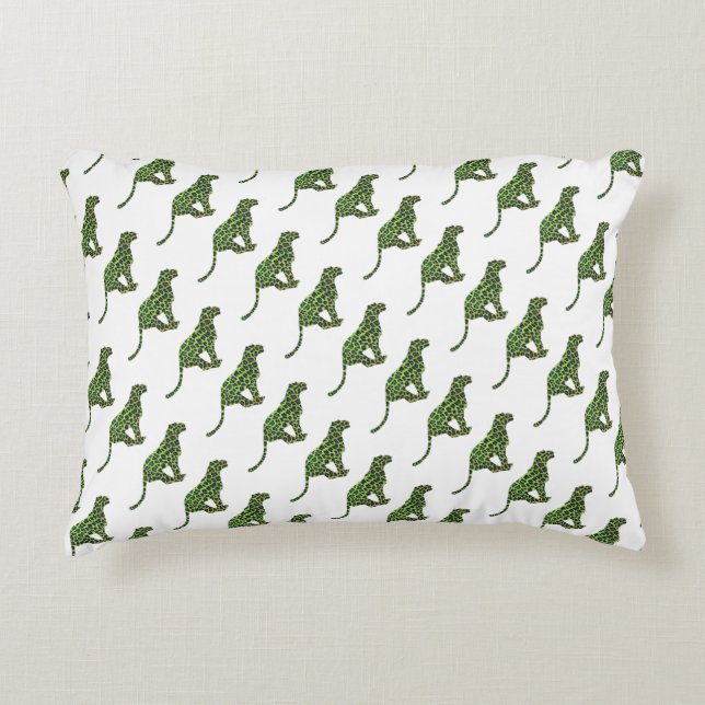 Cojín Decorativo Silhouette Leopardo negro y verde (Anverso)