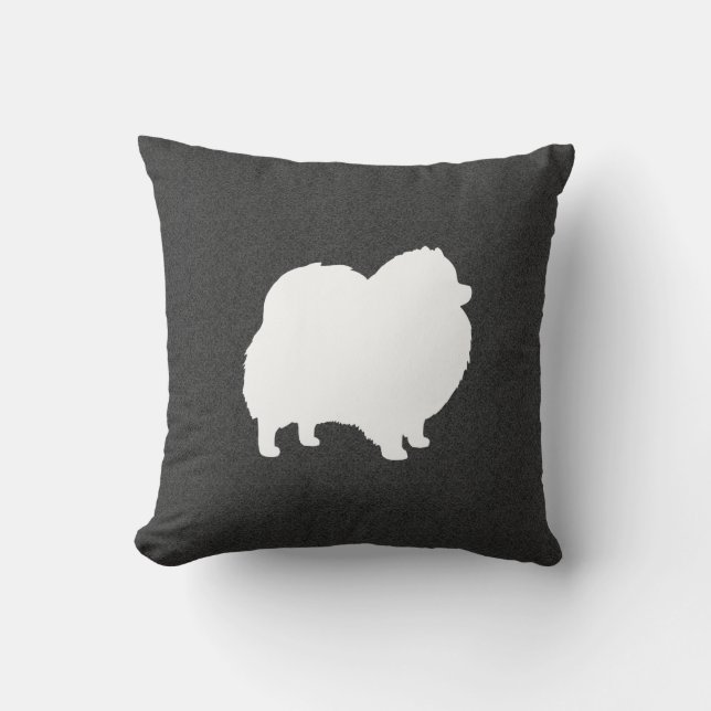 Cojín Decorativo Silhouette Pomerania blanca| Pommie Lover's (Anverso)