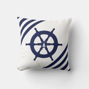 Cojín Decorativo Silhouette/raya de volante/velero del buque náutic