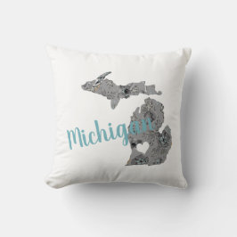 Cojín Decorativo Silhouette rellena con floral Michigan State Home