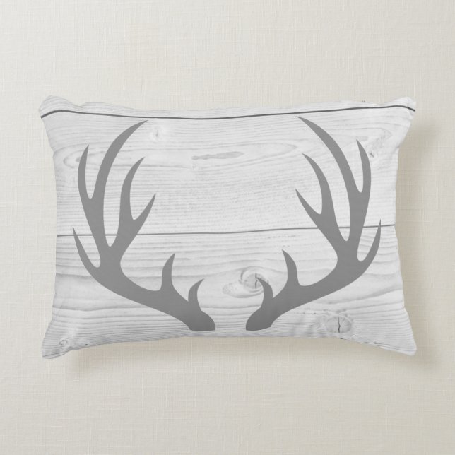Cojín Decorativo Silhouette Rústica Gray Buck Antlers Silhouette &  (Anverso)