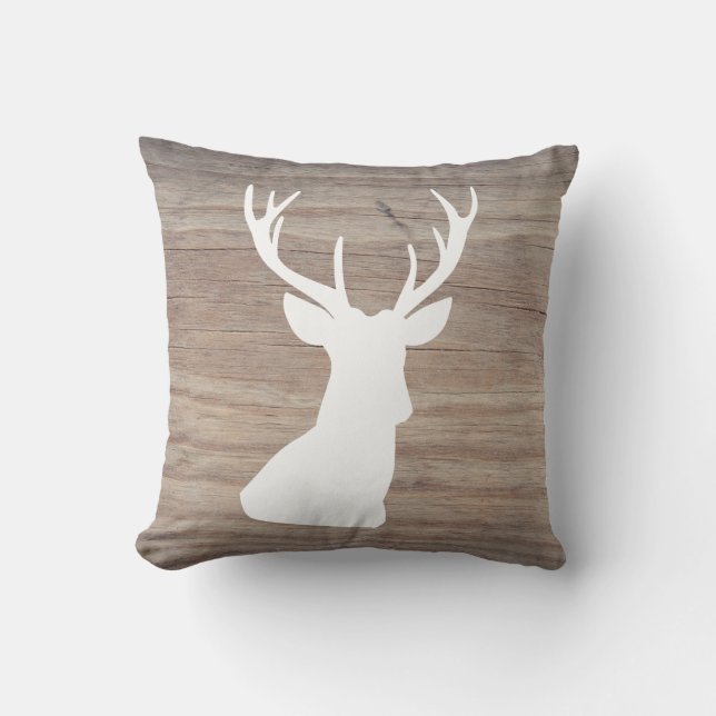 Cojín Decorativo Silhouette Wood Rustic Deer Head (Anverso)