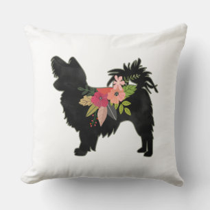 Cojín Decorativo Silky Chihuahua Perro Raza Silhouette Floral Boho