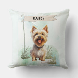 Cojín Decorativo Silky Terrier Watercolor Personalized Dog
