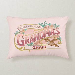 Cojín Decorativo Silla de la abuela, amamos a la abuela con el rosa