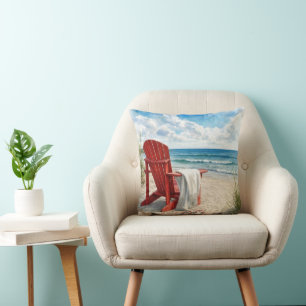 Cojín Decorativo Silla de playa roja Adirondack con chanclas