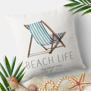 Cojín Decorativo Silla de vacaciones de verano náutico cita de vida