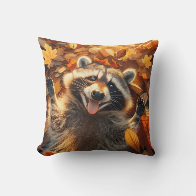 Cojín Decorativo Silly Fall Raccoon (Anverso)