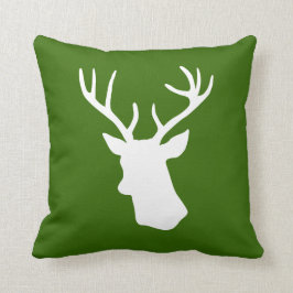Cojín Decorativo Silueta blanca de la cabeza de los ciervos - verde