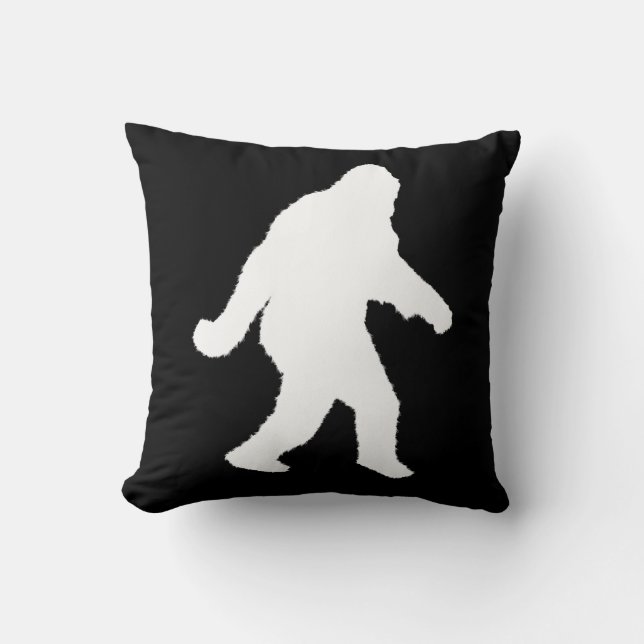 Cojín Decorativo Silueta blanca sasquatch para fondos oscuros (Anverso)