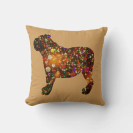 Cojín Decorativo Silueta brillante de Bokeh del bulldog