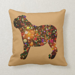 Cojín Decorativo Silueta brillante de Bokeh del bulldog