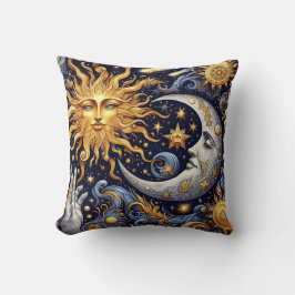 Cojín Decorativo Silueta Celestial Medianoche Sol y Luna