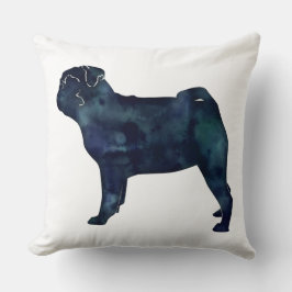 Cojín Decorativo Silueta de acuarela negra de Pug