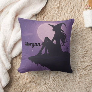 Cojín Decorativo Silueta De Brujas Míticas Bajo Regalo De La Luna