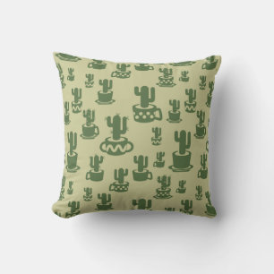 Cojín Decorativo Silueta de cactus suculenta en tazas y macetas
