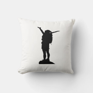 Cojín Decorativo Silueta de chica montañoso escalada