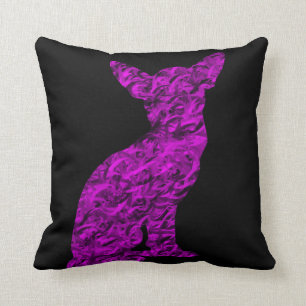 Cojín Decorativo Silueta de Chihuahua rosa y negro