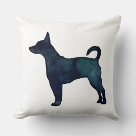 Cojín Decorativo Silueta de color de agua negro de Rat Terrier
