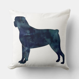 Cojín Decorativo Silueta de color de agua negro Rottweiler