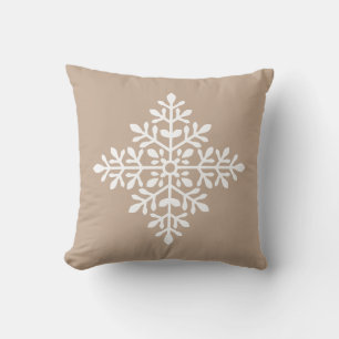 Cojín Decorativo Silueta de copo de nieve decorativo blanco sobre b