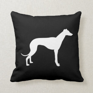 Cojín Decorativo Silueta de galgo en negro y blanco en ambos lados