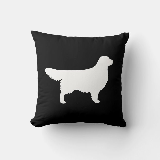Cojín Decorativo Silueta de Golden Retriever blanco (Anverso)