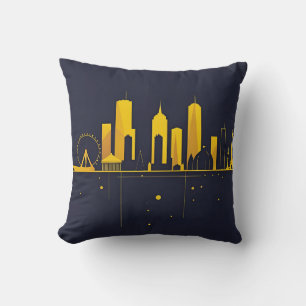 Cojín Decorativo Silueta de horizonte de ciudad geométrica minimali