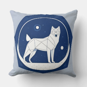 Cojín Decorativo Silueta de lobo blanco geométrico