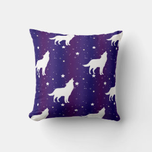 Cojín Decorativo Silueta de lobo noche estrellada galaxia amante un